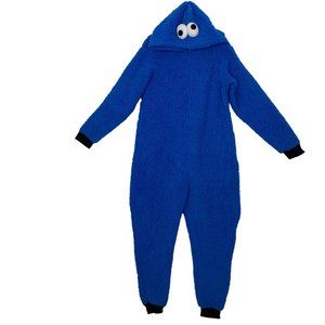 Cookie Monster Sherpa pajama Costume Adult S / M Spirit Halloween Sesame Street